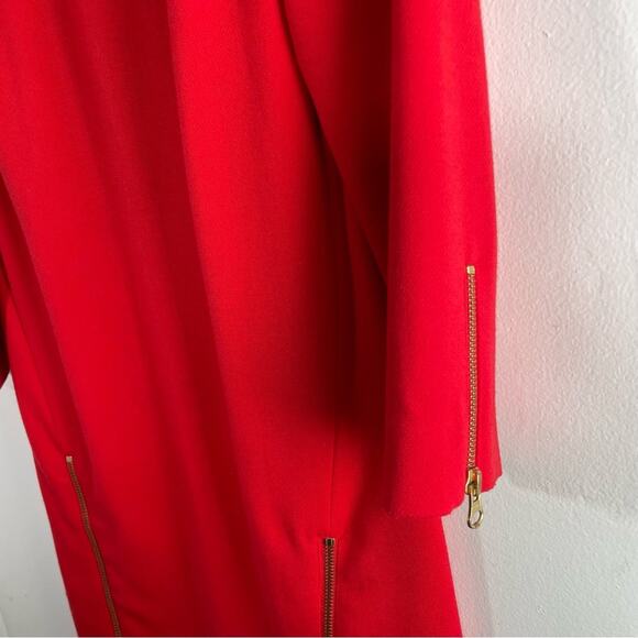 J. Crew Red Gold Double Zip Stretch Knit Shift Dress 00 - Picture 5 of 9